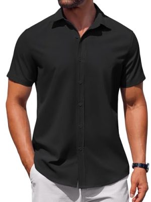 Men's Button Down Shirt Short Sleeve Casual Shirt for Men Summer Business Casual Dress Shirt