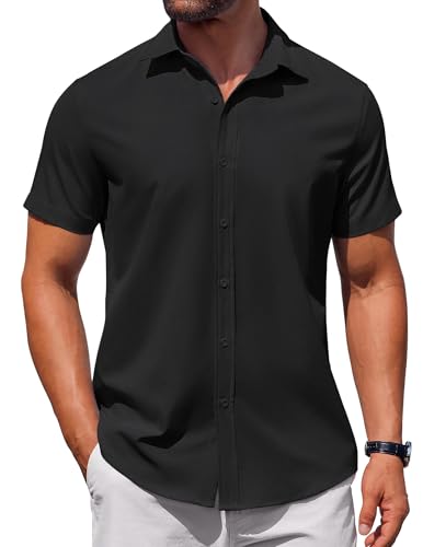 Men's Button Down Shirt Short Sleeve Casual Shirt for Men Summer Business Casual Dress Shirt