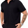 Men's Short Sleeve Button Down Shirt Lightweight Stretch Blend Summer Shirts Casual Vacation Beach Tops