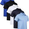 5 Pack Mens Polo Shirt Short Sleeve Tactical Shirts Quick Dry Performance Golf Shirt Pique Jersey Outdoor Shirt
