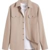 Mens Shirt Jacket Casual Button Up Shirts Long Sleeve Lightweight Shacket with Flap Pockets