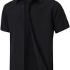 Men's Short Sleeve Button Down Shirt Lightweight Stretch Blend Summer Shirts Casual Vacation Beach Tops