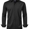 Men's Dress Shirts Stretch Long Sleeve Formal Shirt Solid Business Casual Button Down Shirts for Wedding Prom