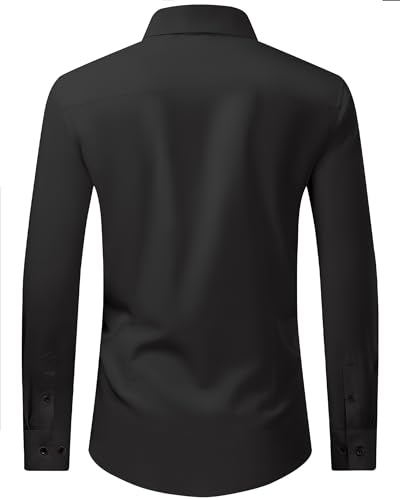 Men's Dress Shirts Stretch Long Sleeve Formal Shirt Solid Business Casual Button Down Shirts for Wedding Prom