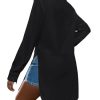 Women's Collar V Neck Button Front Long Sleeve Slit Hem Long Shirt Blouse Top