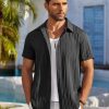 Men's Casual Button Down Shirts Short Sleeve Textured Summer Beach Shirts
