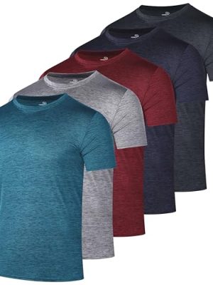 5 Pack: Men??s Short Sleeve Dry Fit T-Shirts ?C Moisture Wicking Athletic Workout Gym Fitness Casual Tees