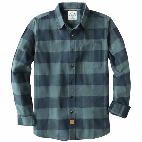 ® Flannel Shirt for Men 100% Cotton Mens Flannel Shirts Long Sleeve Plaid Soft Casual Button Down Shirt Men