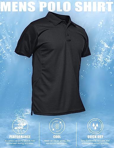 Men's Polo Shirt Quick Dry Performance Short Sleeve Tactical Shirts Pique Jersey Golf Shirt
