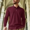 Men's Polo Shirt Long Sleeve Golf Shirts Quick Dry Lightweight 3-Button Performance Work Fishing Athletic