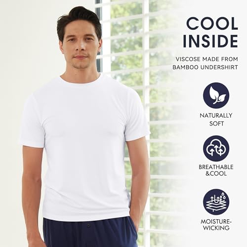 Men's Undershirts Moisture-Wicking Crewneck T Shirts, Breathable Stretch Soft Tees for Men, 3 or 6 Pack
