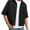 Men's Cropped Shirt Button Bown Short Sleeve Casual Collar Neck Summer Shirts Crop Top