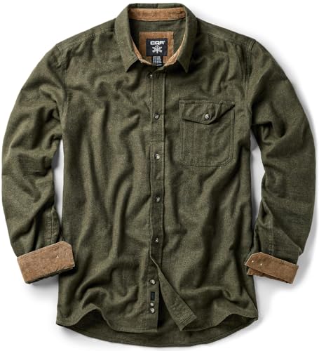 Men's 100% All Cotton Button Down Flannel Shirts, Long Sleeve Brushed Warm Soft Casual Outdoor Plaid Shirt
