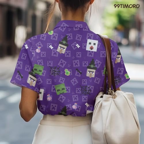 Character Halloween Holiday Movie Hawaiian Shirt, Horror Button Short Sleeve Top, Fantasy Themed