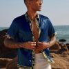 Mens Short Sleeve Button Down Shirts Casual Stretch Satin Silk Hawaiian Beach Shirt