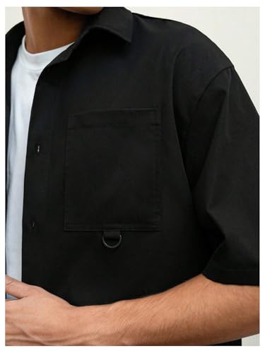Men's Cropped Shirt Button Bown Short Sleeve Casual Collar Neck Summer Shirts Crop Top