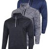 3-Pack Men??s Quarter-Zip Pullover Lightweight Long Sleeve Athletic Jackets Performance Workout Running Shirts