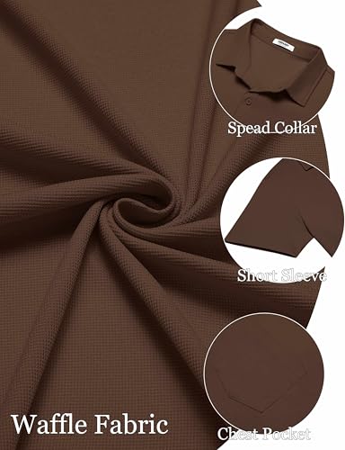 Men's Short Sleeve Button Down Shirt Casual Summer Beach Shirt Waffle Knit Shirts Wrinkle Free Untucked Shirt