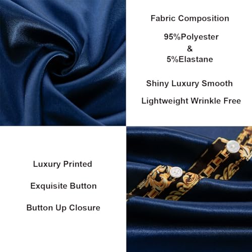 Mens Short Sleeve Button Down Shirts Casual Stretch Satin Silk Hawaiian Beach Shirt