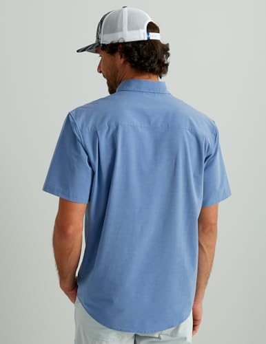 Mens Kona Solid Short Sleeve Fishing Button Down Shirt for Men, Fresh Salmon, 3X-Large