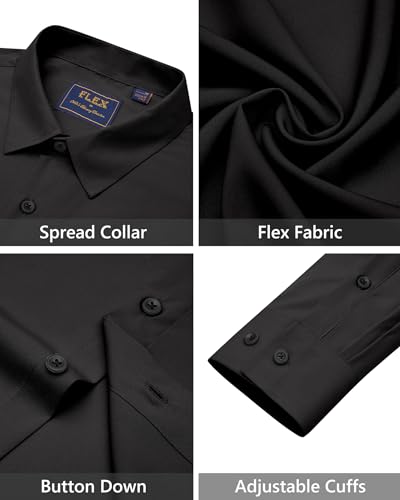 Men's Dress Shirts Stretch Long Sleeve Formal Shirt Solid Business Casual Button Down Shirts for Wedding Prom