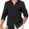 Mens Cuban Guayabera Shirt Button Down Long Sleeve Summer Beach