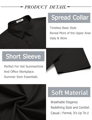 Men's Button Down Shirt Short Sleeve Casual Shirt for Men Summer Business Casual Dress Shirt
