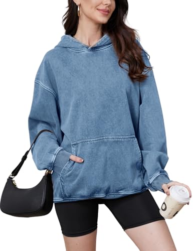 Womens Mens Acid Wash Hoodie Oversized Vintage Fleece Hoodies Heavyweight Distress Washed Sweatshirt for Couple 2025