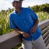 Mens Kona Solid Short Sleeve Fishing Button Down Shirt for Men, Fresh Salmon, 3X-Large