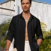 Mens Cuban Guayabera Shirt Button Down Long Sleeve Summer Beach