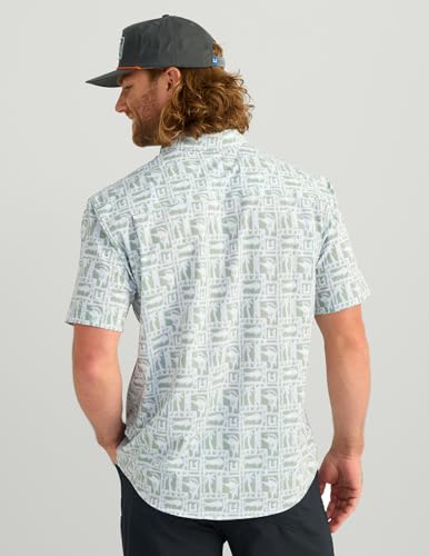 Mens Kona Pattern Short Sleeve Fishing Button Down Shirt