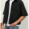 Men's Cropped Shirt Button Bown Short Sleeve Casual Collar Neck Summer Shirts Crop Top