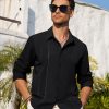 Mens Cuban Guayabera Shirt Button Down Long Sleeve Summer Beach