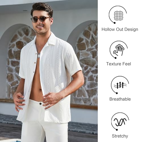 Mens Casual Button Down Shirts Short Sleeve Fashion Vacation Beach Shirts