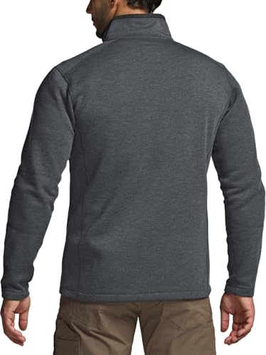 Men's Thermal Fleece Quarter Zip Sweater, Outdoor Lightweight Long Sleeve Pullover, Casual Mock Neck Polo Sweaters