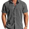 Men's Linen Shirts Short Sleeve Button Down Casual Shirt Business Dress Clothing Beach Fashion Summer Tops