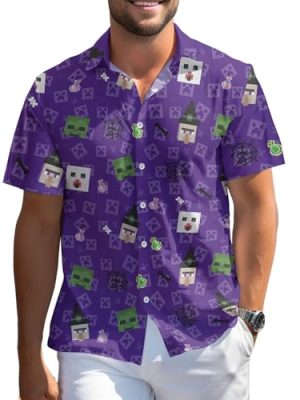 Character Halloween Holiday Movie Hawaiian Shirt, Horror Button Short Sleeve Top, Fantasy Themed