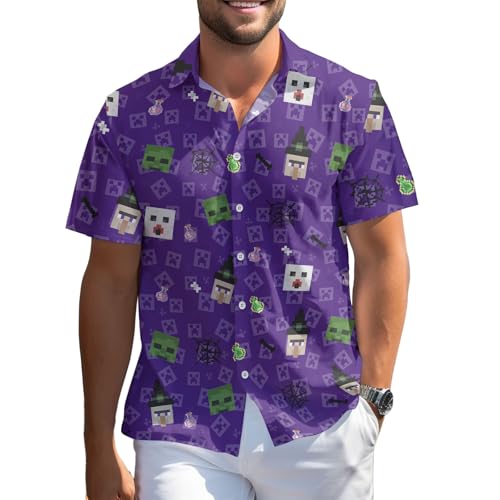 Character Halloween Holiday Movie Hawaiian Shirt, Horror Button Short Sleeve Top, Fantasy Themed