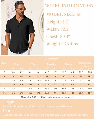 Men's Short Sleeve Button Down Shirt Casual Summer Beach Shirt Waffle Knit Shirts Wrinkle Free Untucked Shirt