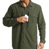 Men's UPF 50+ Sun Protection Shirts, Button Down Long Sleeve Shirt for Hiking, Fishing, Safari