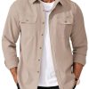 Mens Shirt Jacket Casual Button Up Shirts Long Sleeve Lightweight Shacket with Flap Pockets