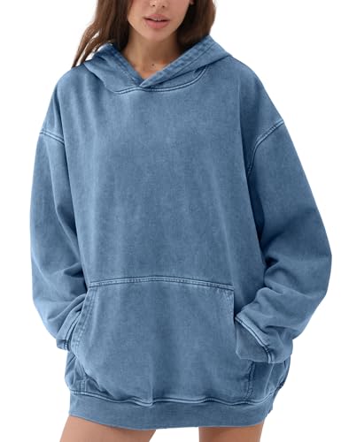 Womens Mens Acid Wash Hoodie Oversized Vintage Fleece Hoodies Heavyweight Distress Washed Sweatshirt for Couple 2025