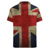 Vintage British Flag Button Down Shirt Men Short Sleeve T Shirts Casual Tee Summer Top
