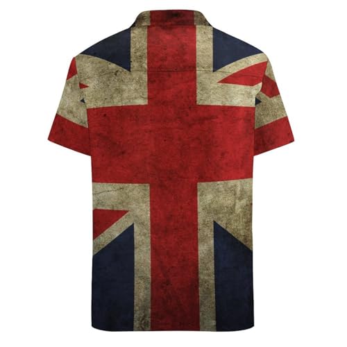 Vintage British Flag Button Down Shirt Men Short Sleeve T Shirts Casual Tee Summer Top