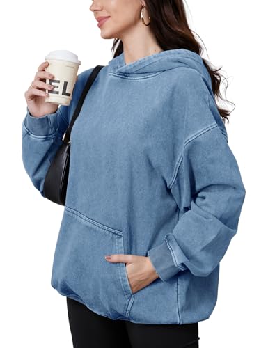 Womens Mens Acid Wash Hoodie Oversized Vintage Fleece Hoodies Heavyweight Distress Washed Sweatshirt for Couple 2025