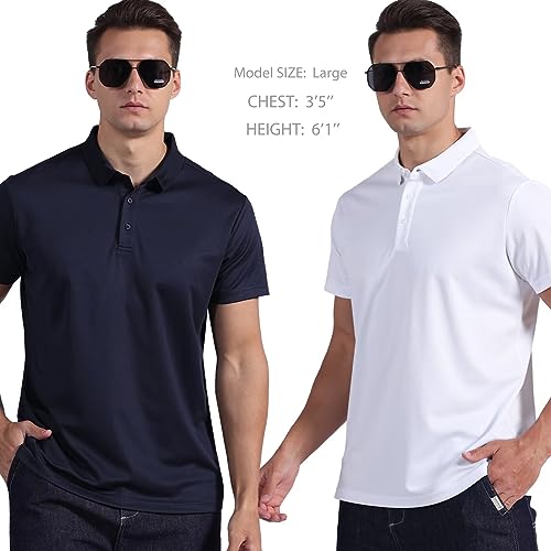 5 Pack Mens Polo Shirt Short Sleeve Tactical Shirts Quick Dry Performance Golf Shirt Pique Jersey Outdoor Shirt
