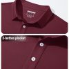 Men's Polo Shirt Long Sleeve Golf Shirts Quick Dry Lightweight 3-Button Performance Work Fishing Athletic