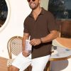 Men's Short Sleeve Button Down Shirt Casual Summer Beach Shirt Waffle Knit Shirts Wrinkle Free Untucked Shirt