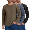 3 Pack Mens Waffle Shirts Long Sleeve Shirt Regular Fit Casual T-Shirt Crewneck Lightweight Pullover Top