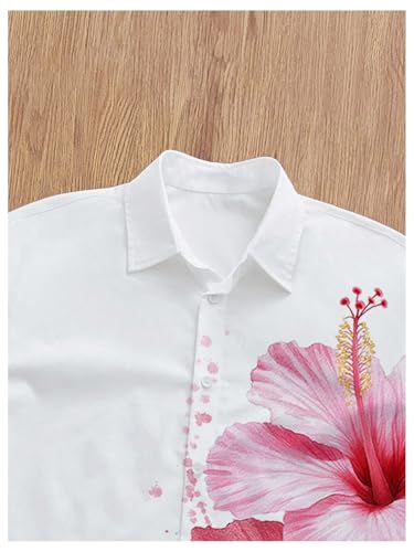 41qwmT1GxL.jpg Men's Floral Oversized Shirts Button Down Short Sleeve Baggy Summer Shirt Tops